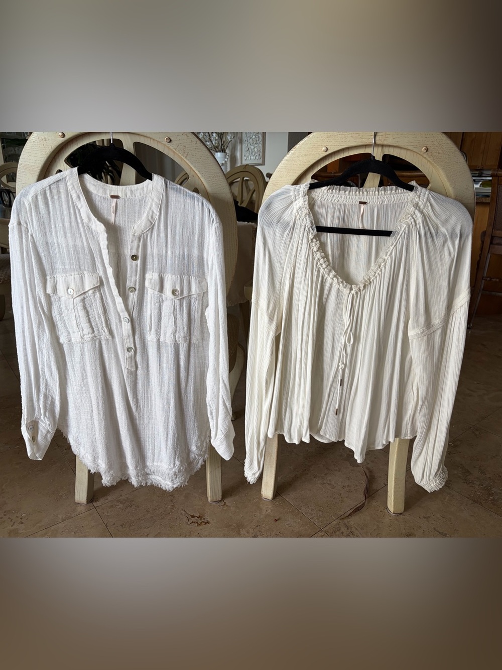 Free People Bundle of 2 Ivory Blouses women’s Size XS and Small
